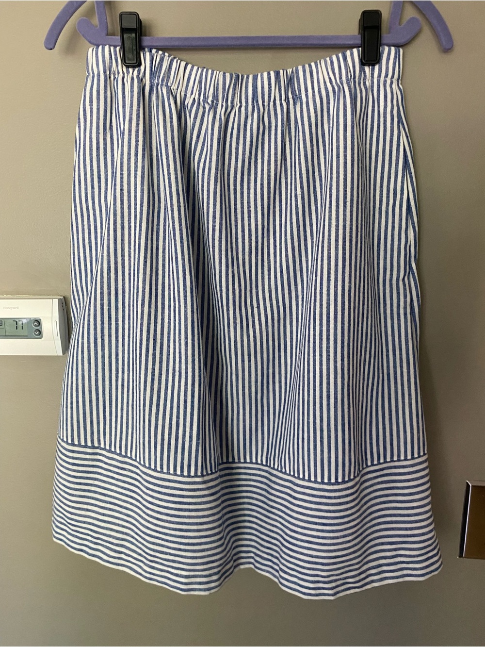 J. CREW Blue & White Striped Linen Blend A-Line Skirt Size Medium - Picture 2 of 6